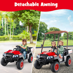 24V Kids Golf Cart 4WD 2-Seater Ride on Car with Storage Trunk and Horn-Red