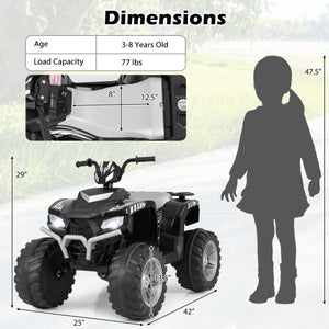 24V Kids Ride-On Electric ATV with Wireless Connection for Toddlers 3-8 Years Old-Black
