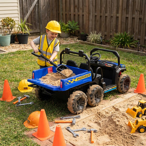 24V Kids Ride on Dump Truck with Electric Dump Bed  2-Seater 4WD