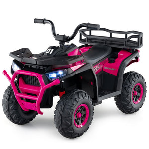 24V Kids Ride on Electric ATV Quad Car with Realistic Sounds and  LED Lights-Pink