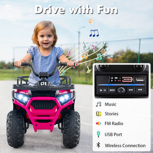 24V Kids Ride on Electric ATV Quad Car with Realistic Sounds and  LED Lights-Black
