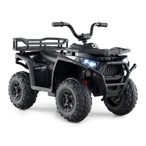 24V Kids Ride on Electric ATV Quad Car with Realistic Sounds and  LED Lights-Black
