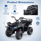 24V Kids Ride on Electric ATV Quad Car with Realistic Sounds and  LED Lights-Black