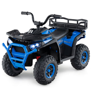24V Kids Ride on Electric ATV Quad Car with Realistic Sounds and  LED Lights-Navy