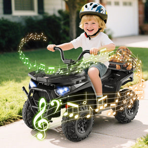 24V Kids Ride on Electric ATV Quad Car with Realistic Sounds and  LED Lights-Black
