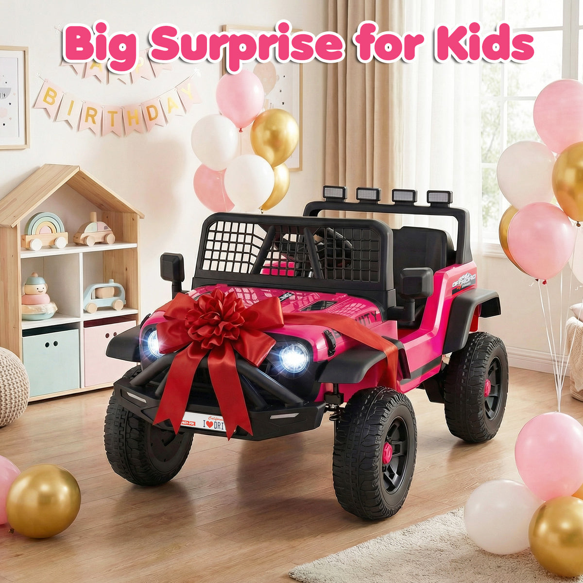 24V Ride On Car for Kids with Parent Remote Control and Music-Pink