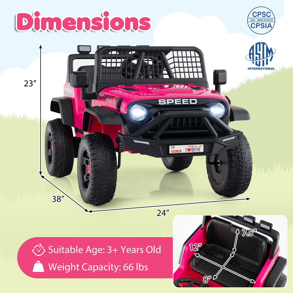 24V Ride On Car for Kids with Parent Remote Control and Music-Pink