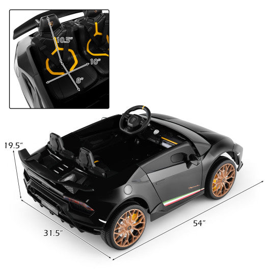 24V Ride-on Car for Kids 4WD 2-Seater Licensed Lamborghini Electric Vehicles with Music-Black