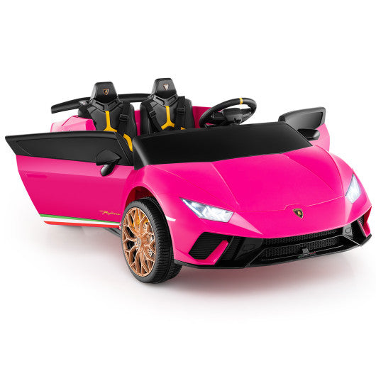 24V Ride-on Car for Kids 4WD 2-Seater Licensed Lamborghini Electric Vehicles with Music-Pink