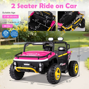 24V Ride on Toy for Kids 2 Seater Ride on Truck Car with Horn Music Story-Pink