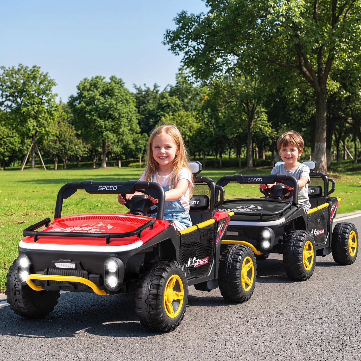 24V Ride on Toy for Kids 2 Seater Ride on Truck Car with Horn Music Story-Red