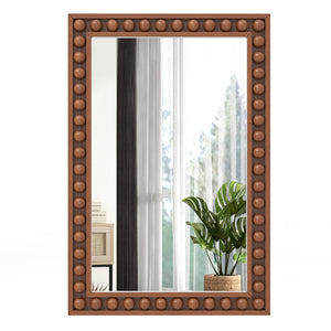24 x 36 Inches Rustic Wall Mirror with Solid Wood Frame for Living Room  Bedroom-Brown