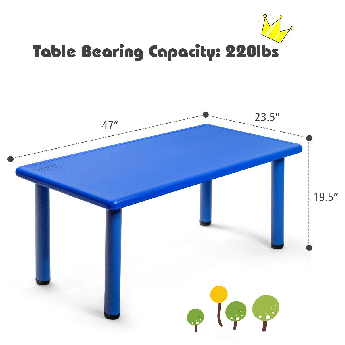 Kids Plastic Rectangular Learn and Play Table-Red