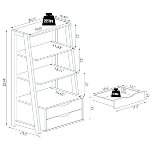4-Tier Ladder Bookshelf Storage Display with Drawers