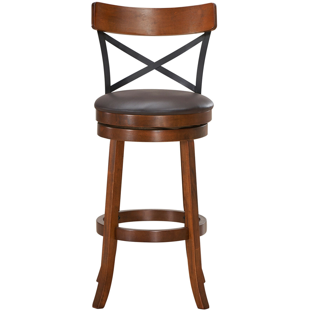 Set of 2 Bar Stools 360-Degree Swivel Dining Bar Chairs with Rubber Wood Legs-25 inch