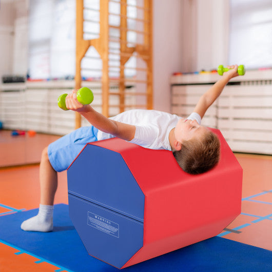 24.5 Inch x 24.5 Inch Octagon Gymnastics Mat with Waterproof Zippered Cover-Red