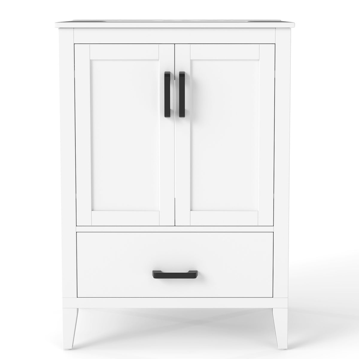 24.5" Modern Bathroom Vanity with Sink 2 Doors and Drawer-White