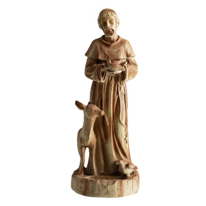 24.5 inch St. Francis Statue with Bird Feeder Saint Francis of Assisi with Animals Sculpture-Rustic Brown