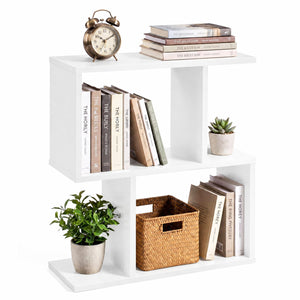 24 Inch 3-Tier Geometric Bookshelf with Thick Foot Pads-White