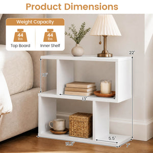24 Inch 3-Tier Geometric Bookshelf with Thick Foot Pads-White