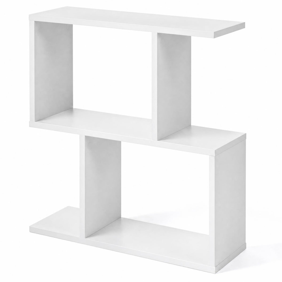 24 Inch 3-Tier Geometric Bookshelf with Thick Foot Pads-White