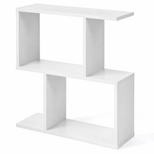 24 Inch 3-Tier Geometric Bookshelf with Thick Foot Pads-White