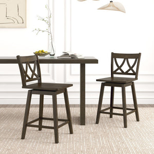 24/29 Inch Bar Stool Set of 2 Wooden Bar Chairs with Rubber Wood Frame-24 inches