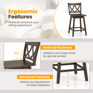 24/29 Inch Bar Stool Set of 2 Wooden Bar Chairs with Rubber Wood Frame-24 inches