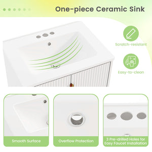 24 Inch Bathroom Vanity with Sink Combo and Adjustable Shelf-White