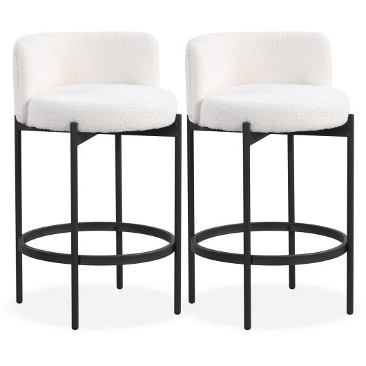 24 Inch Boucle Counter Stools Set of 2 with Curved Backrest