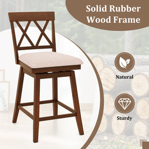 24 Inch Counter Height Barstools with Backrest and Upholstered Seat Cushion for Kitchen Dining Room-Oak