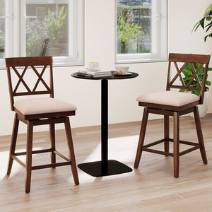 24 Inch Counter Height Barstools with Backrest and Upholstered Seat Cushion for Kitchen Dining Room-Oak
