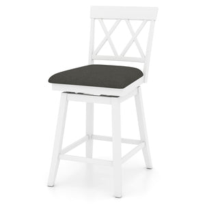 24 Inch Counter Height Barstools with Backrest and Upholstered Seat Cushion for Kitchen Dining Room-White