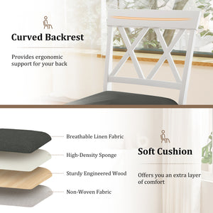 24 Inch Counter Height Barstools with Backrest and Upholstered Seat Cushion for Kitchen Dining Room-White