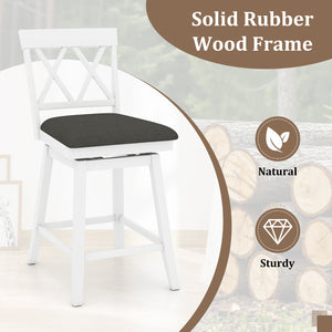 24 Inch Counter Height Barstools with Backrest and Upholstered Seat Cushion for Kitchen Dining Room-White