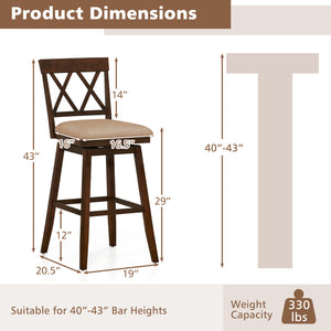 24 Inch Counter Height Barstools Set of 2 with Backrest and Seat Cushion-29 inches