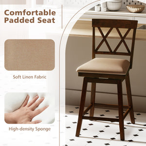 24 Inch Counter Height Barstools Set of 2 with Backrest and Seat Cushion-24 Inches