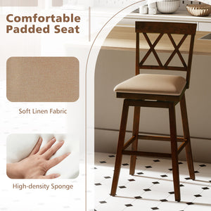 24 Inch Counter Height Barstools Set of 4 with Backrest and Upholstered Seat Cushion-29 inch
