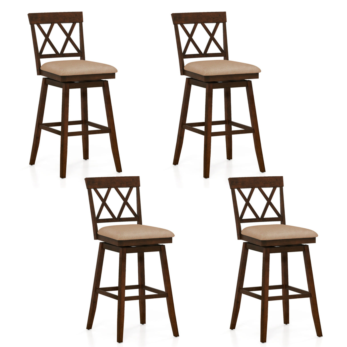 24 Inch Counter Height Barstools Set of 4 with Backrest and Upholstered Seat Cushion-29 inch