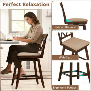 24 Inch Counter Height Barstools Set of 4 with Backrest and Upholstered Seat Cushion-24 Inch