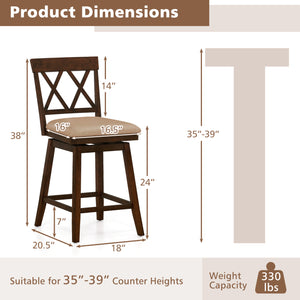 24 Inch Counter Height Barstools Set of 4 with Backrest and Upholstered Seat Cushion-24 Inch