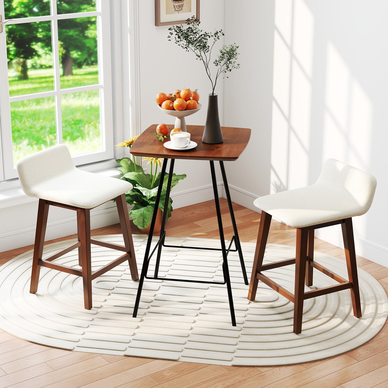 24 Inch Counter Height Bar Stools Set of 2 with Low Back-Brown