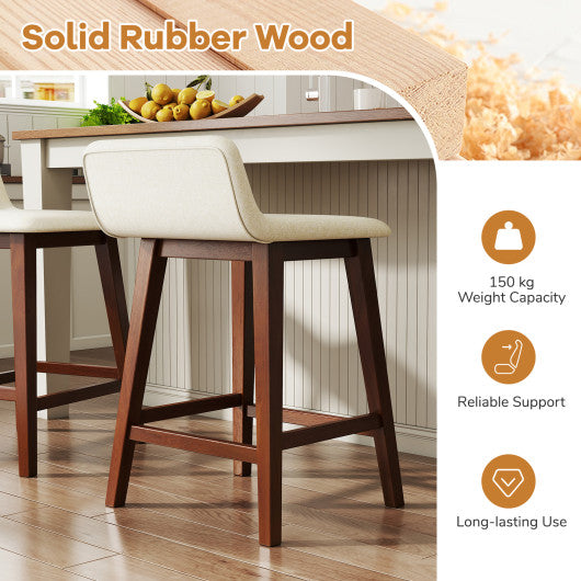 24 Inch Counter Height Bar Stools Set of 2 with Low Back-Brown