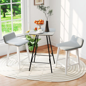 24 Inch Counter Height Bar Stools Set of 2 with Low Back-White