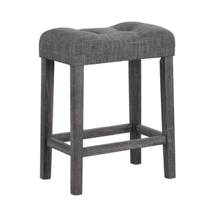 24 Inch Set of 2 Saddle Bar Stools with Padded Seat-Gray