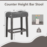 24 Inch Set of 2 Saddle Bar Stools with Padded Seat-Gray