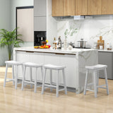 Set of 2 24 Inch Counter Height Stools with Solid Wood Legs-White