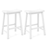 Set of 2 24 Inch Counter Height Stools with Solid Wood Legs-White