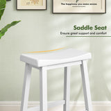 Set of 2 24 Inch Counter Height Stools with Solid Wood Legs-White