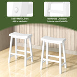 Set of 2 24 Inch Counter Height Stools with Solid Wood Legs-White